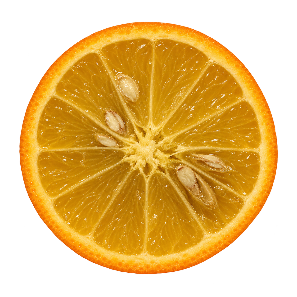 Approximate generated depiction of Bitters C-22 Citrandarin using the golden-fleshed Furr C-57 cross-section illustration