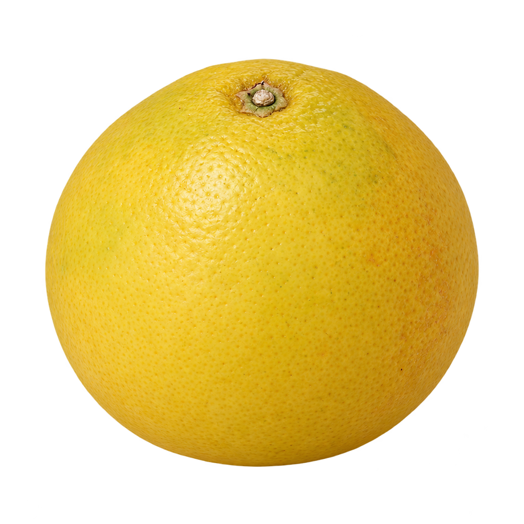 Generated realistic depiction of a nearly round yellow Colman Citrange with natural citrus pores.