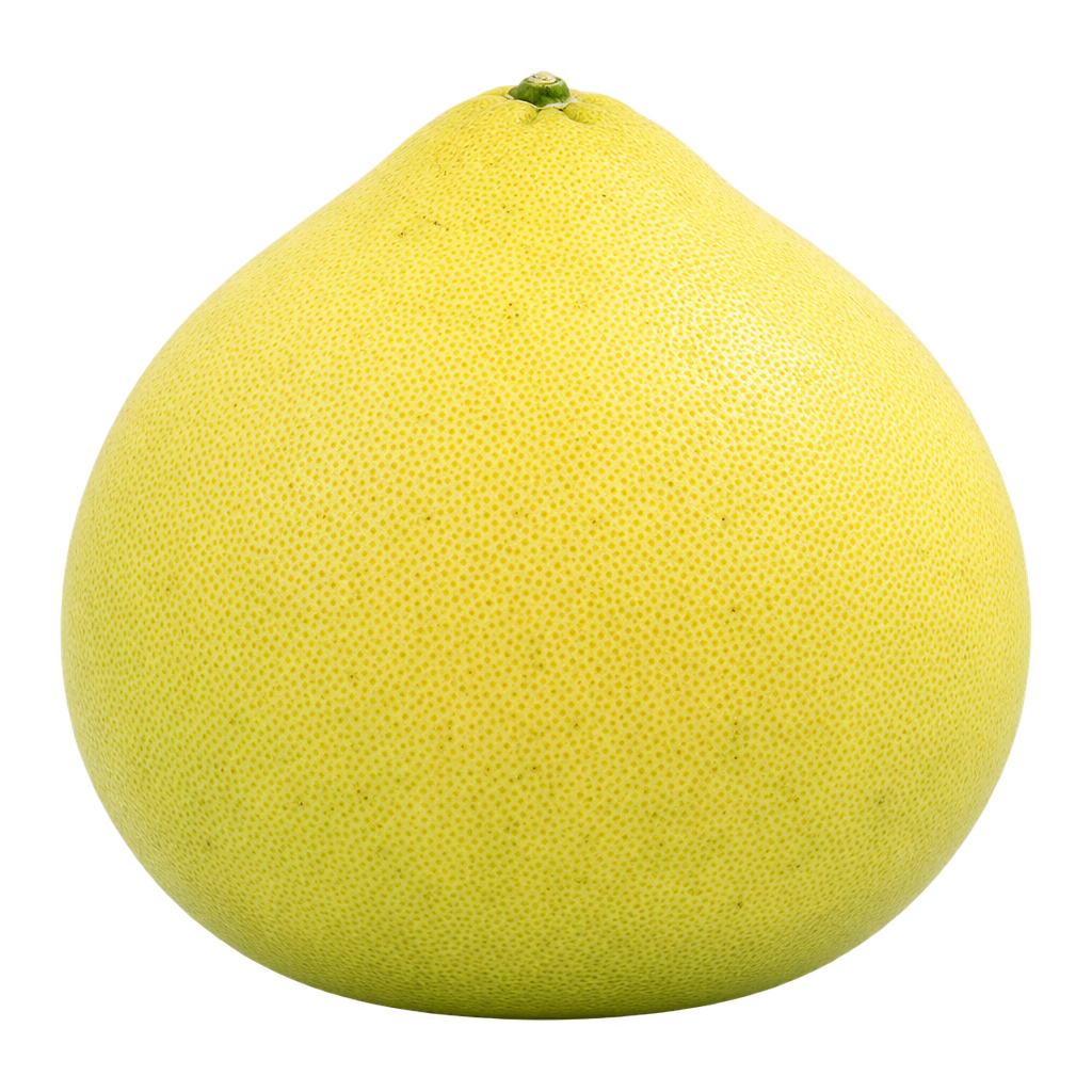 Generated depiction of a pale yellow Tahitian Pummelo with a broad rounded base and tapered top