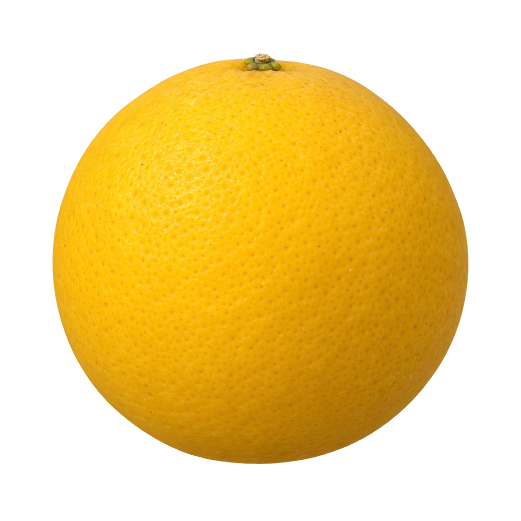 Generated depiction of a round Rubidoux Trifoliate fruit with finely textured yellow rind
