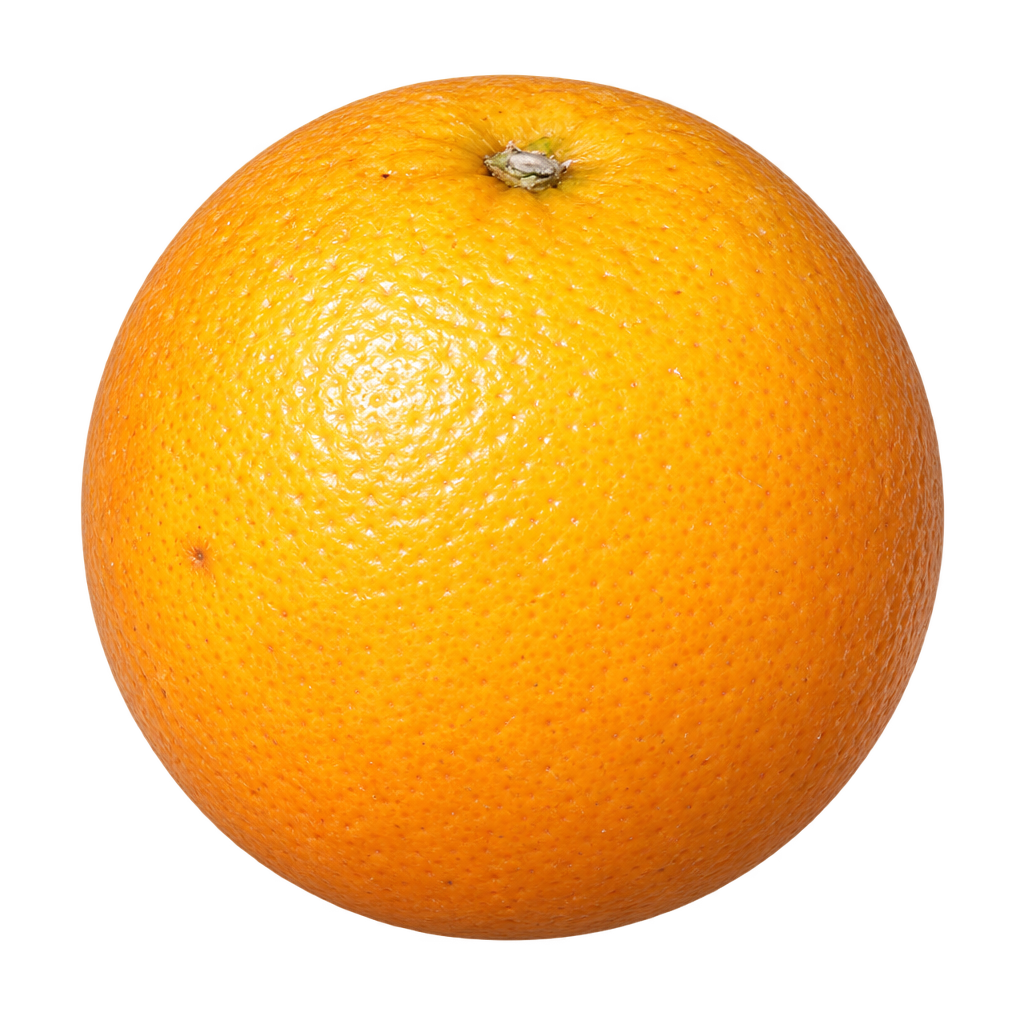 Generated depiction of a round Cara Cara Navel Orange with golden-orange rind and a small centered calyx