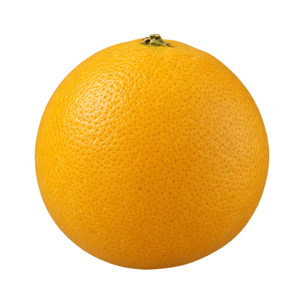 Generated approximation of Coachella Eremolemon from the user-selected reference, nearly round and slightly taller than wide, with golden yellow-orange rind