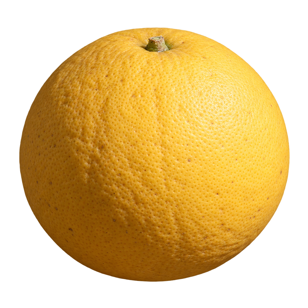 Generated depiction of C-190 Citrumelo with a broad grapefruit outline, gently flattened top and golden-yellow textured rind